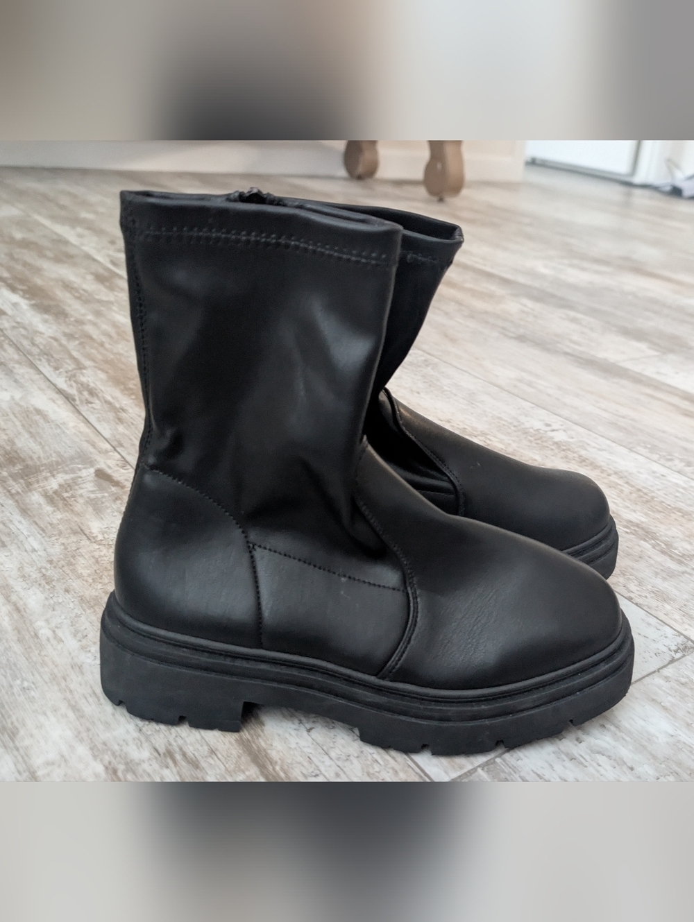 Qupid Black Chunky Platform Ankle Booties NWOT